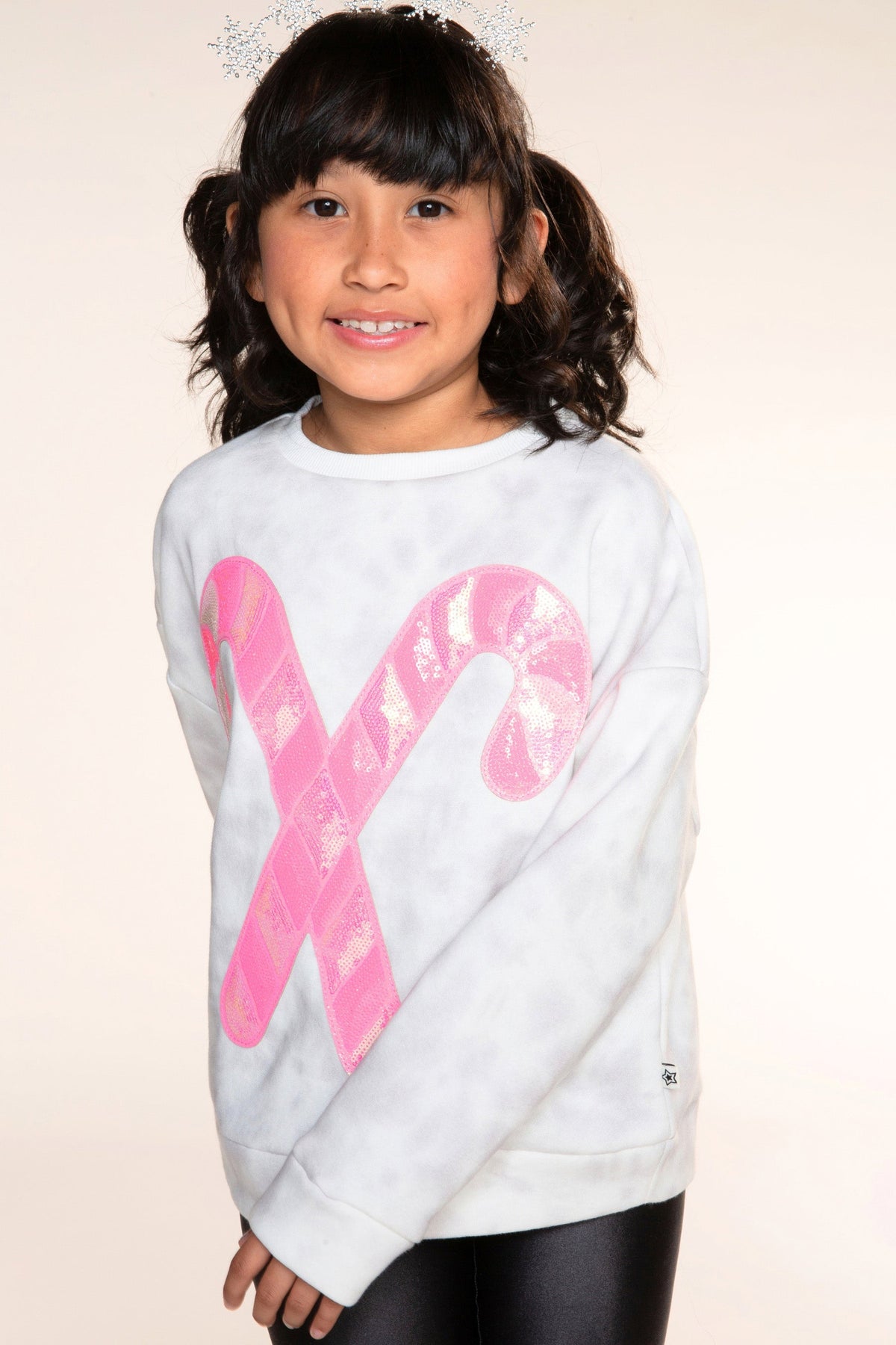 Cloud Soft French Terry Crew Sweatshirt - Blue Ivory Tie Dye Pink Menorah Sequin - NEW!
