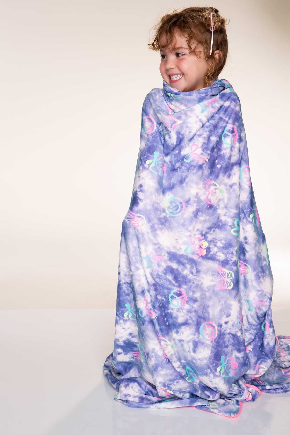 Simply Soft Reversible Blanket - Light Blue Pink Bow - NEW