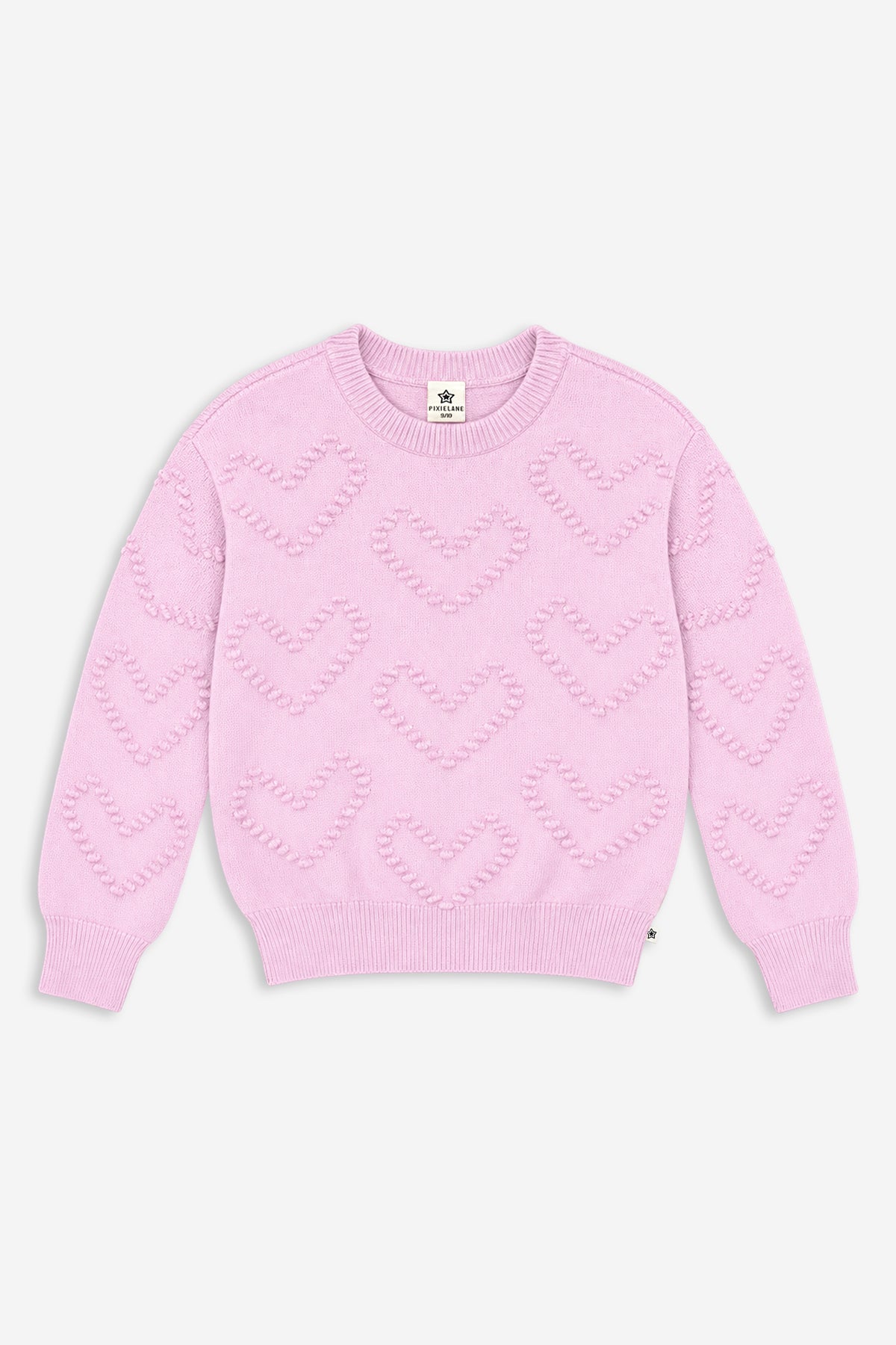 Yummy Soft Crew Shaker Sweater - Lavender Blush Heart - NEW!