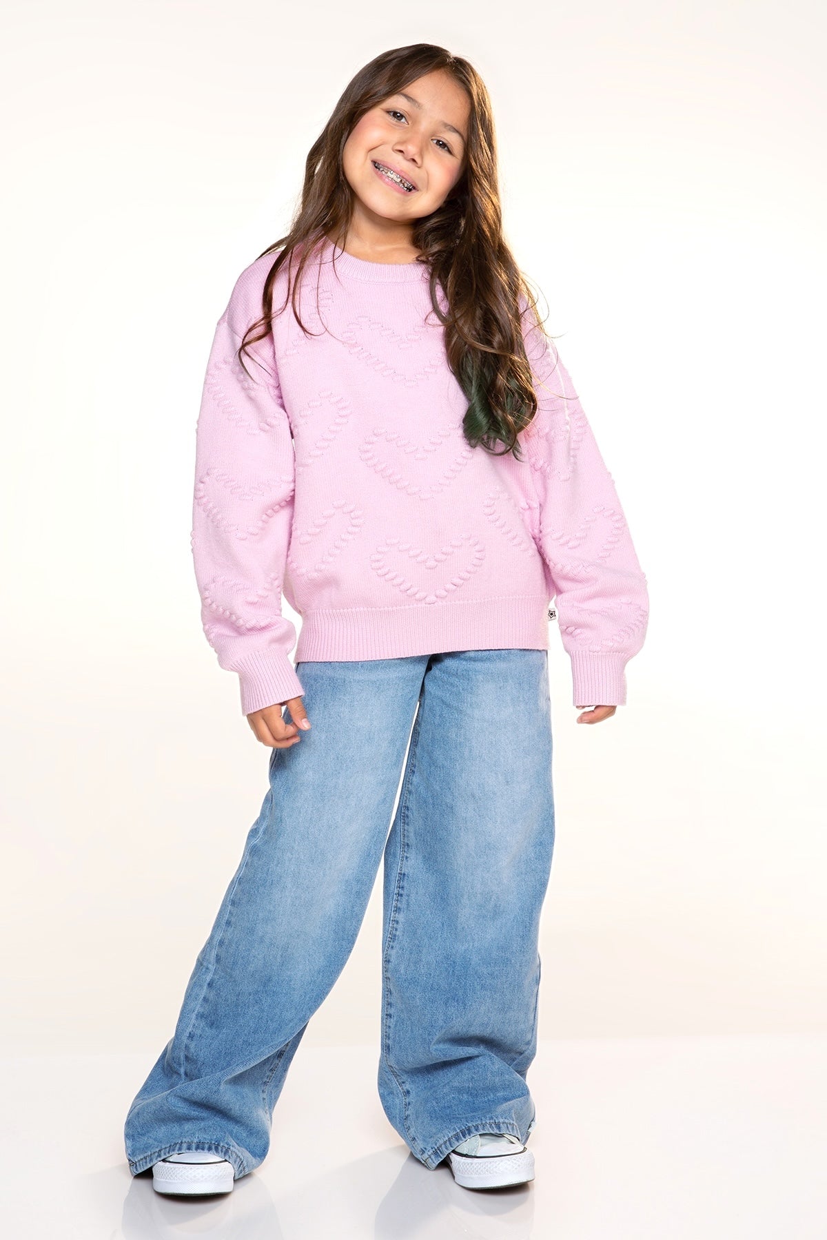 Yummy Soft Crew Shaker Sweater - Lavender Blush Heart - NEW!