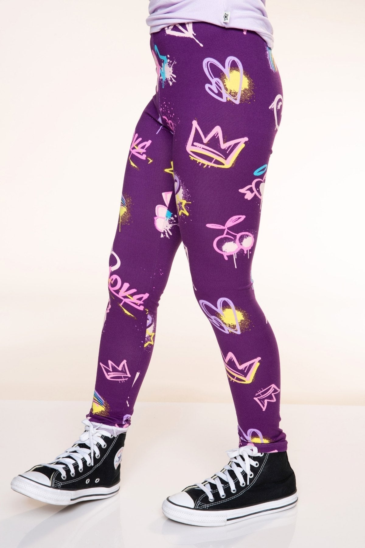 Simply Soft Long Legging. - Dk Purple Rainbow Graffiti - NEW!