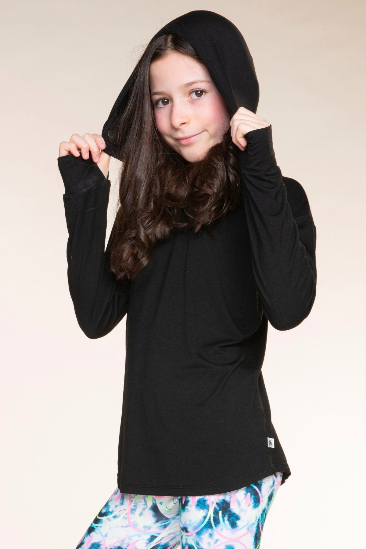Modal Knit Hoodie Pullover W/Thumbholes - Lavender Rainbow Graffiti - NEW!