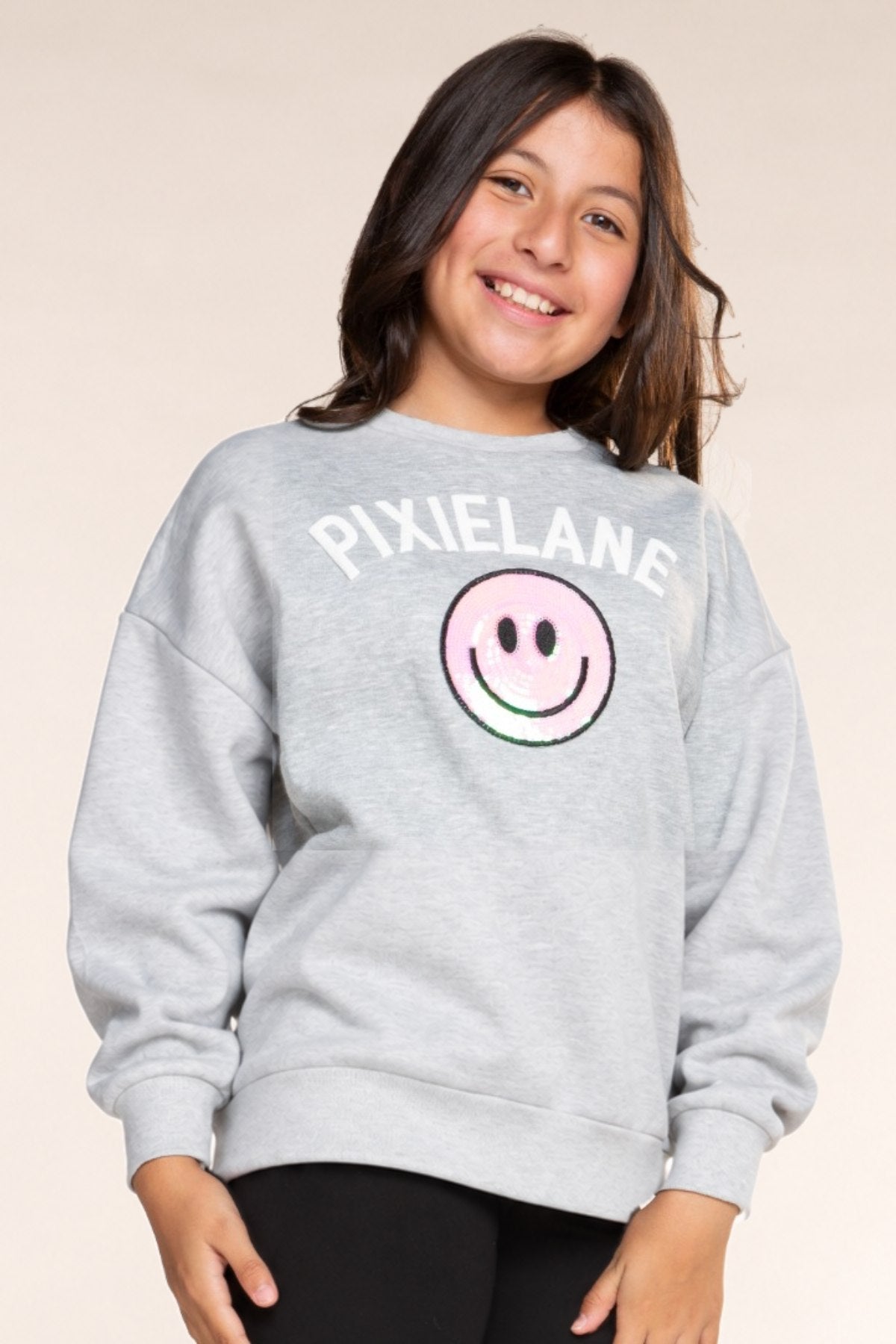 Cloud Soft French Terry Heavyweight Long Sleeve Crew Sweatshirt - Lilac PixieLane Sequin Bow - NEW!