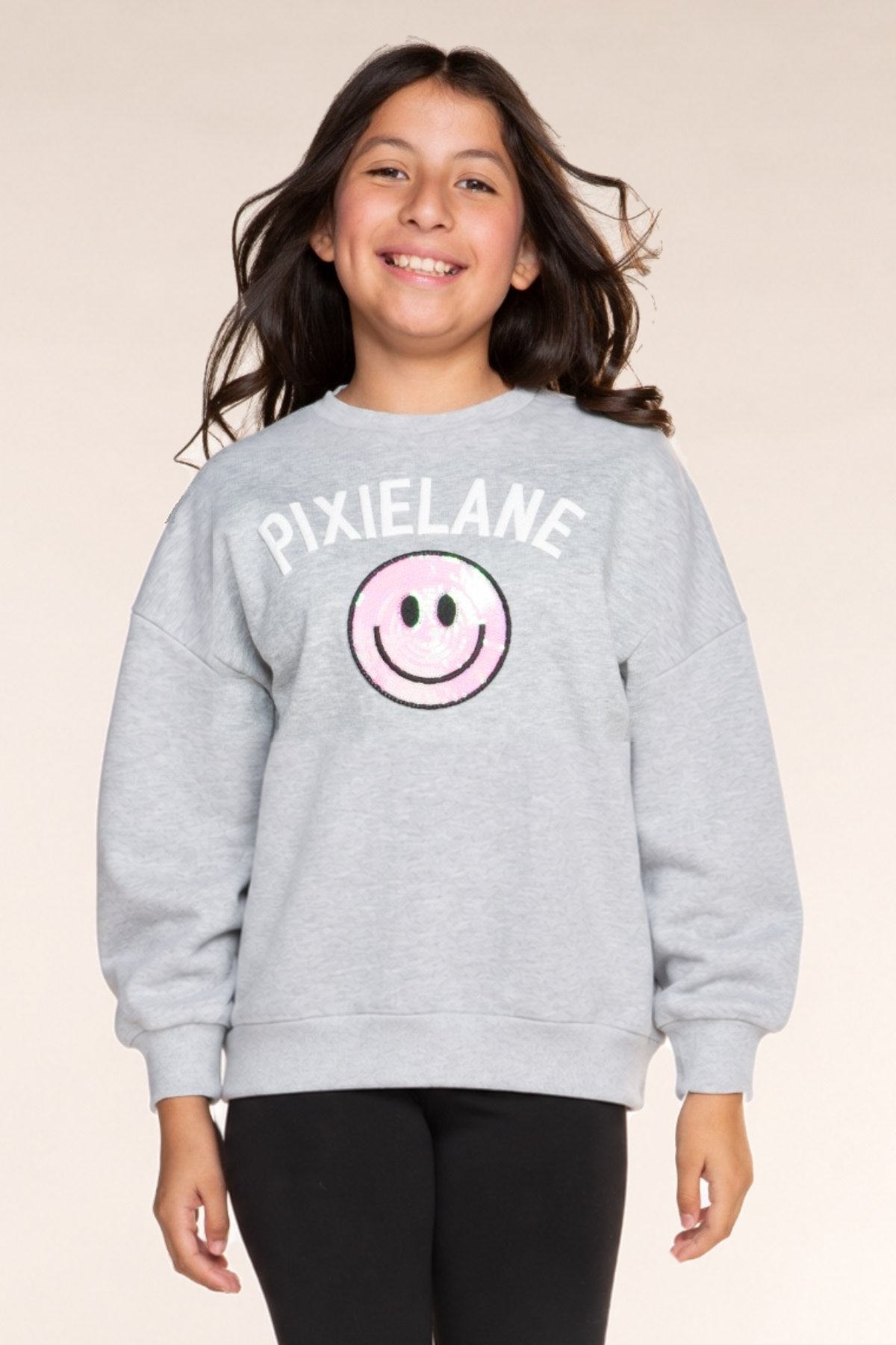 Cloud Soft French Terry Heavyweight Long Sleeve Crew Sweatshirt - Lilac PixieLane Sequin Bow - NEW!
