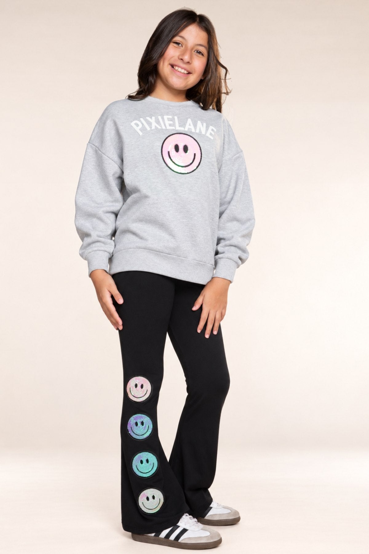 Cloud Soft French Terry Heavyweight Long Sleeve Crew Sweatshirt - Lilac PixieLane Sequin Bow - NEW!