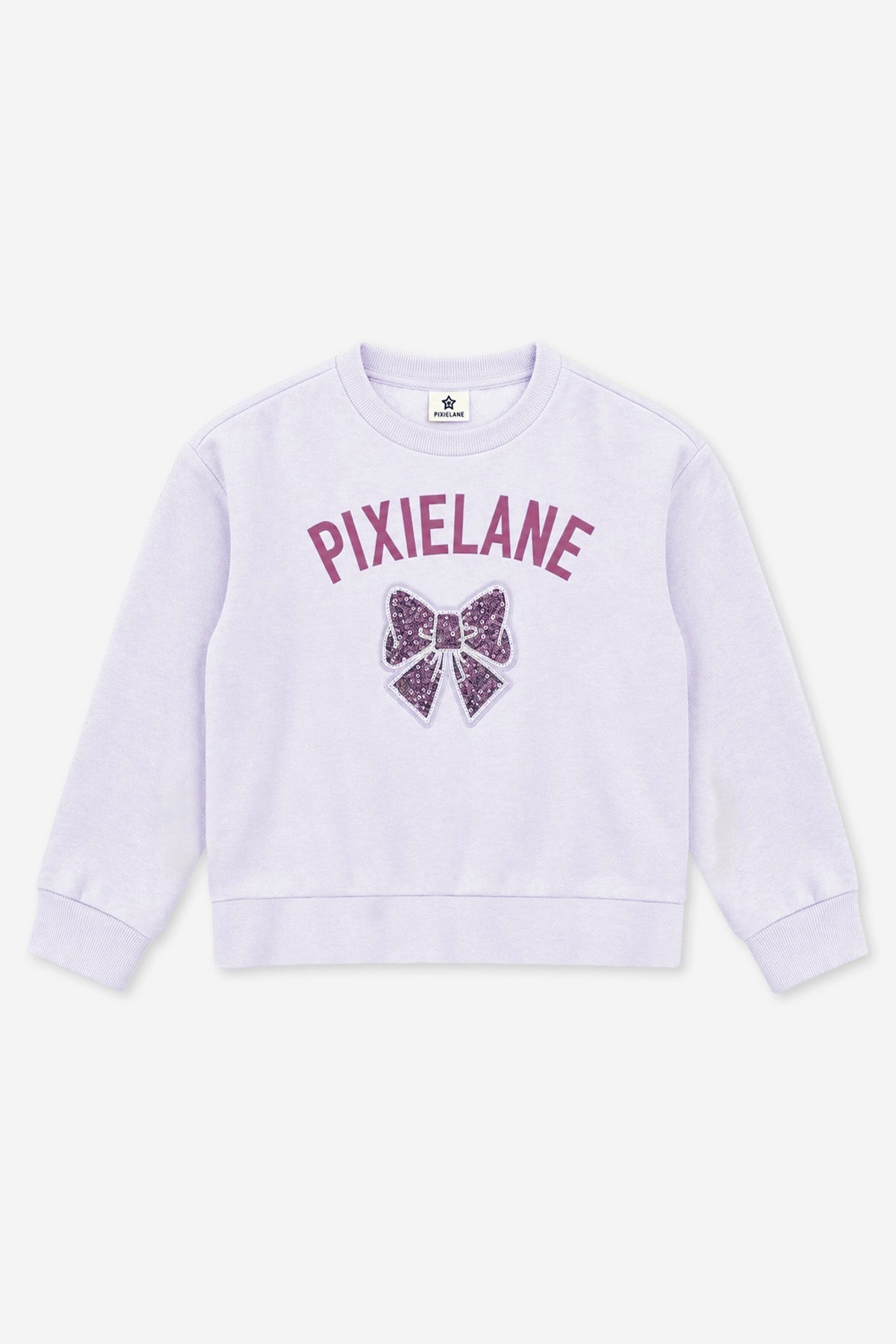 Cloud Soft French Terry Heavyweight Long Sleeve Crew Sweatshirt - Lilac PixieLane Sequin Bow - NEW!