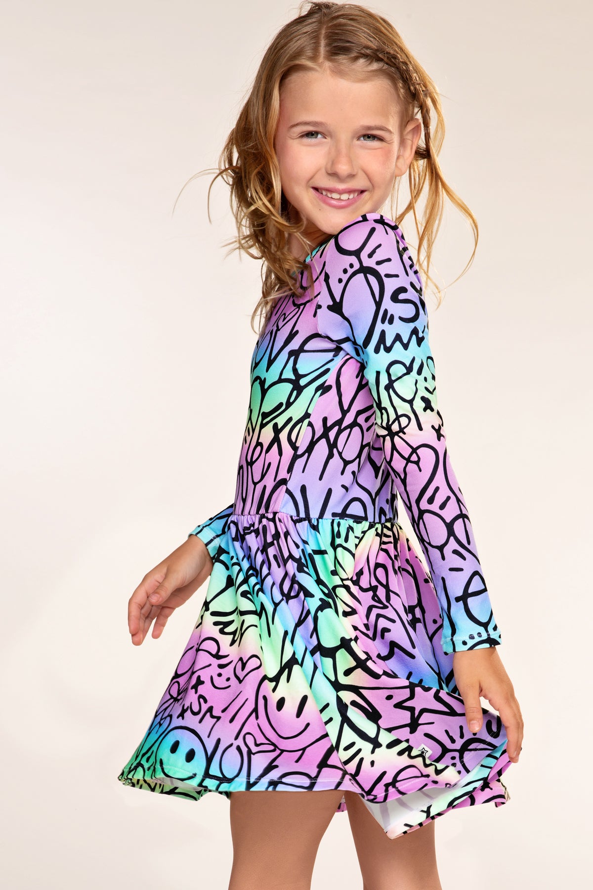 Gift Set - Simply Soft Dress, Liquid Legging & Cozy Blanket - Rainbow Ombre Love Smile Graffiti | Black - NEW!