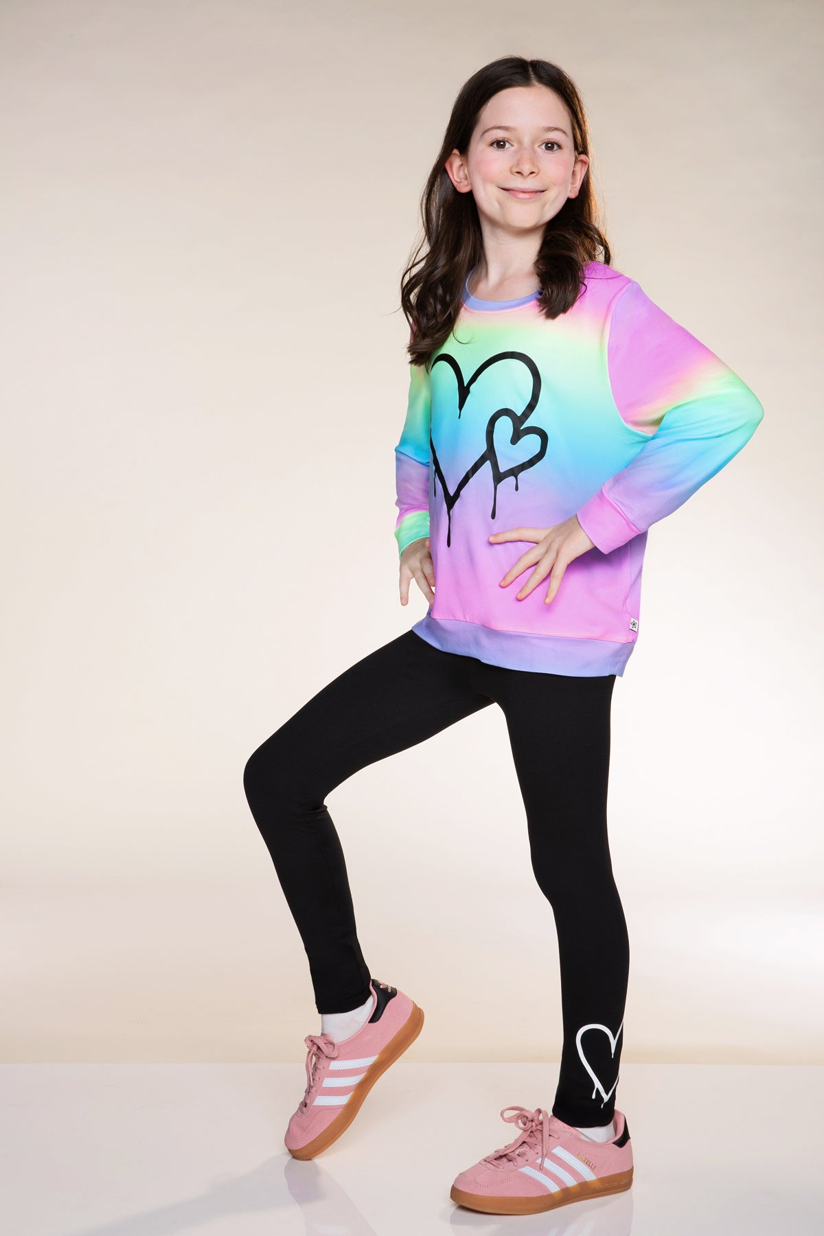 Simply Soft Long Sleeve Crew Top & Long Legging Set - Denim Rainbow Smile - NEW!