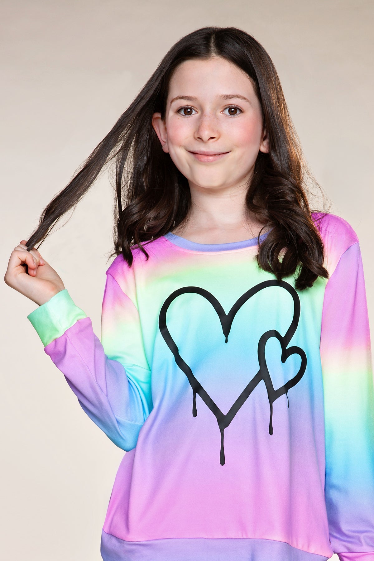 Simply Soft Long Sleeve Crew Top & Long Legging Set - Denim Rainbow Smile - NEW!