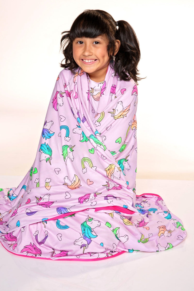 Simply Soft Reversible Blanket - Pink Rainbow Unicorn - NEW!