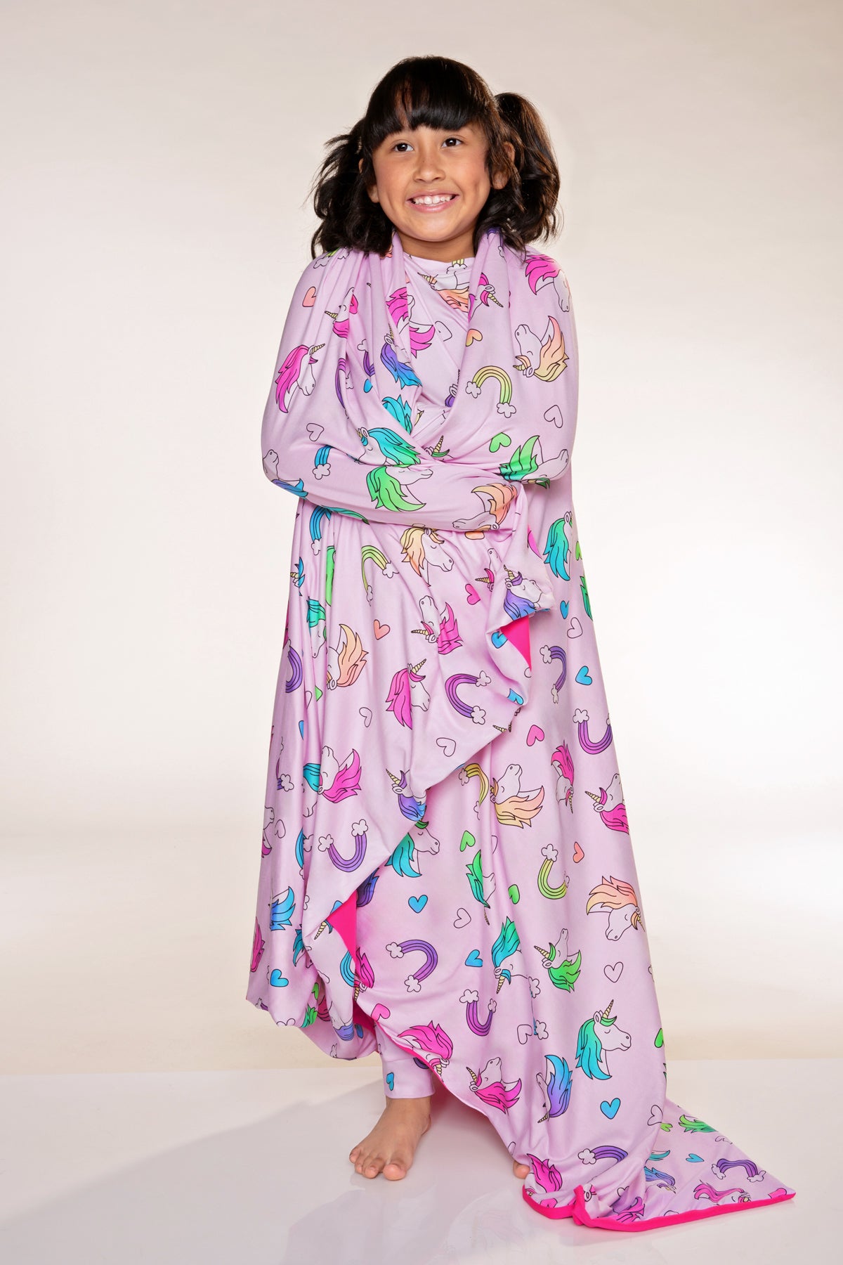 Gift Set - Lounge Dress & Cozy Blanket - Pink Rainbow Unicorn - NEW!