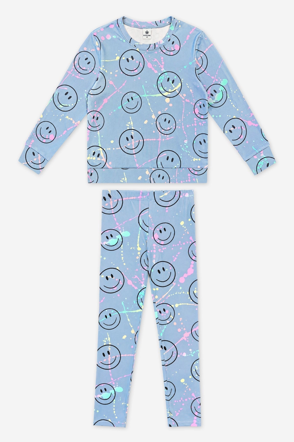 Simply Soft Long Sleeve Crew Top & Long Legging Set - Denim Rainbow Smile - NEW!