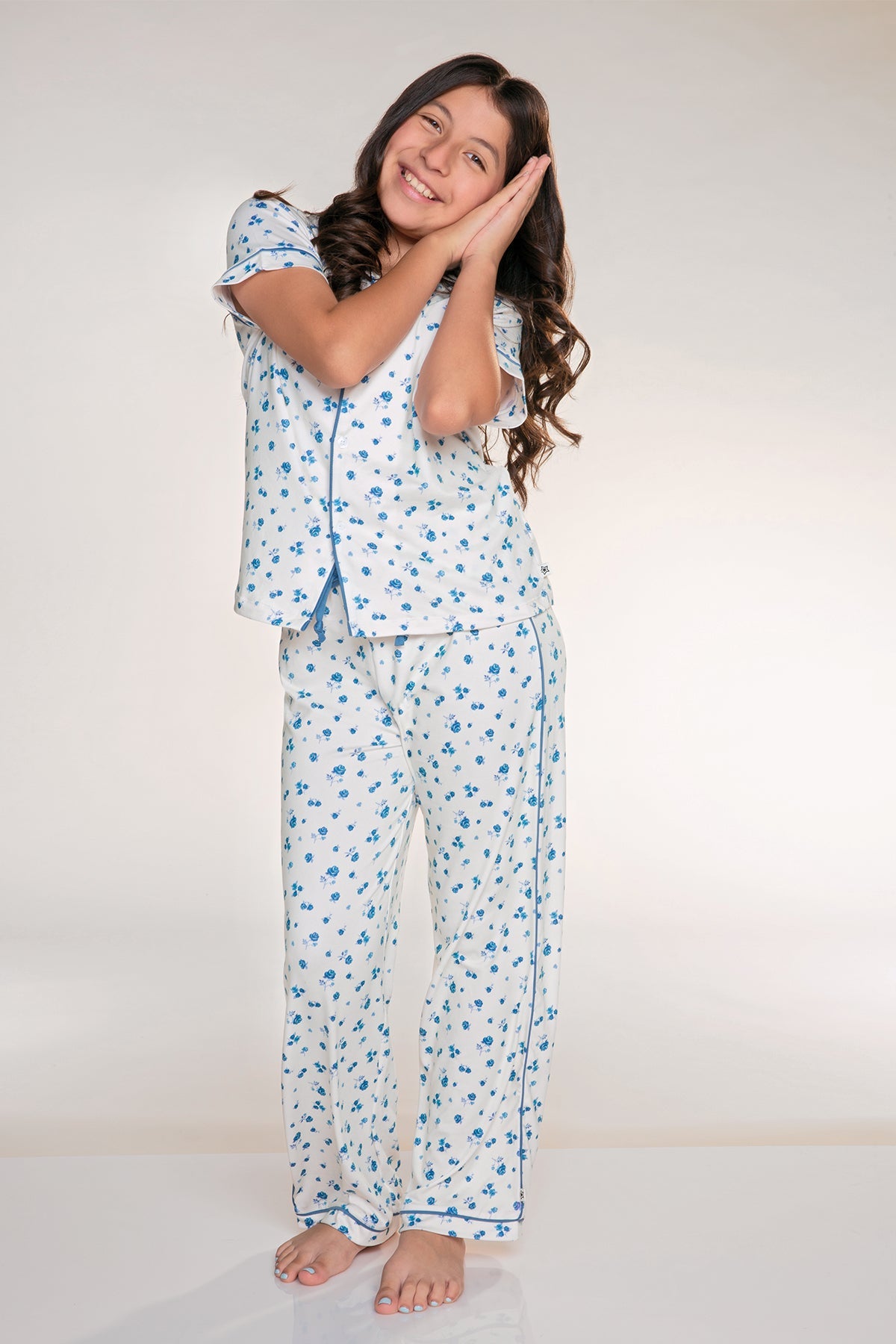 Simply Soft Button Down Tee & Karate Pant - Ivory Denim Floral - NEW!