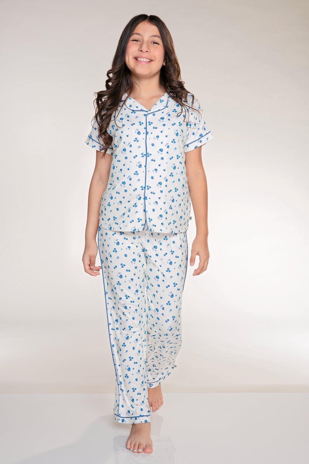 Simply Soft Button Down Tee & Karate Pant - Ivory Denim Floral - NEW!
