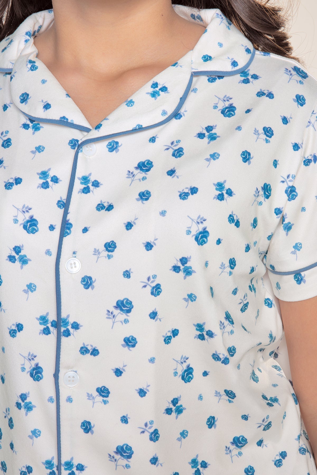 Simply Soft Button Down Tee & Karate Pant - Ivory Denim Floral - NEW!