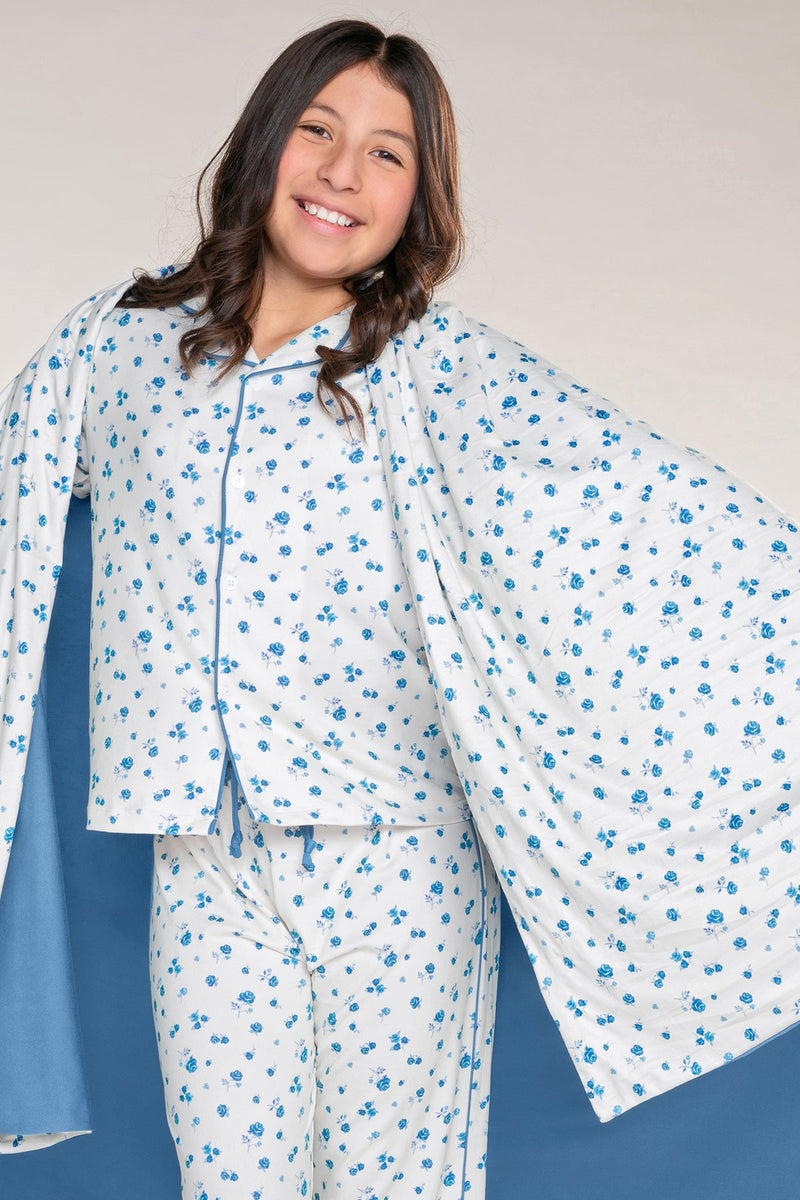 Simply Soft Reversible Blanket - Ivory Denim Floral - NEW!