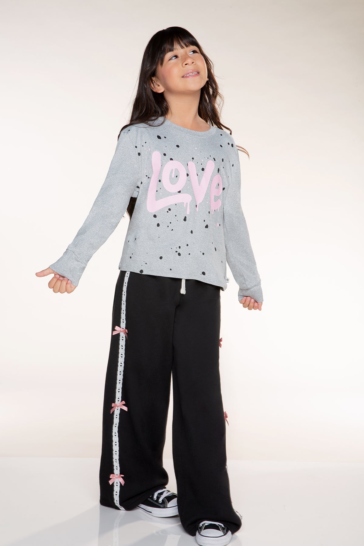 Simply Soft Long Sleeve Easy Tee - Heather Grey Pink Love - NEW!