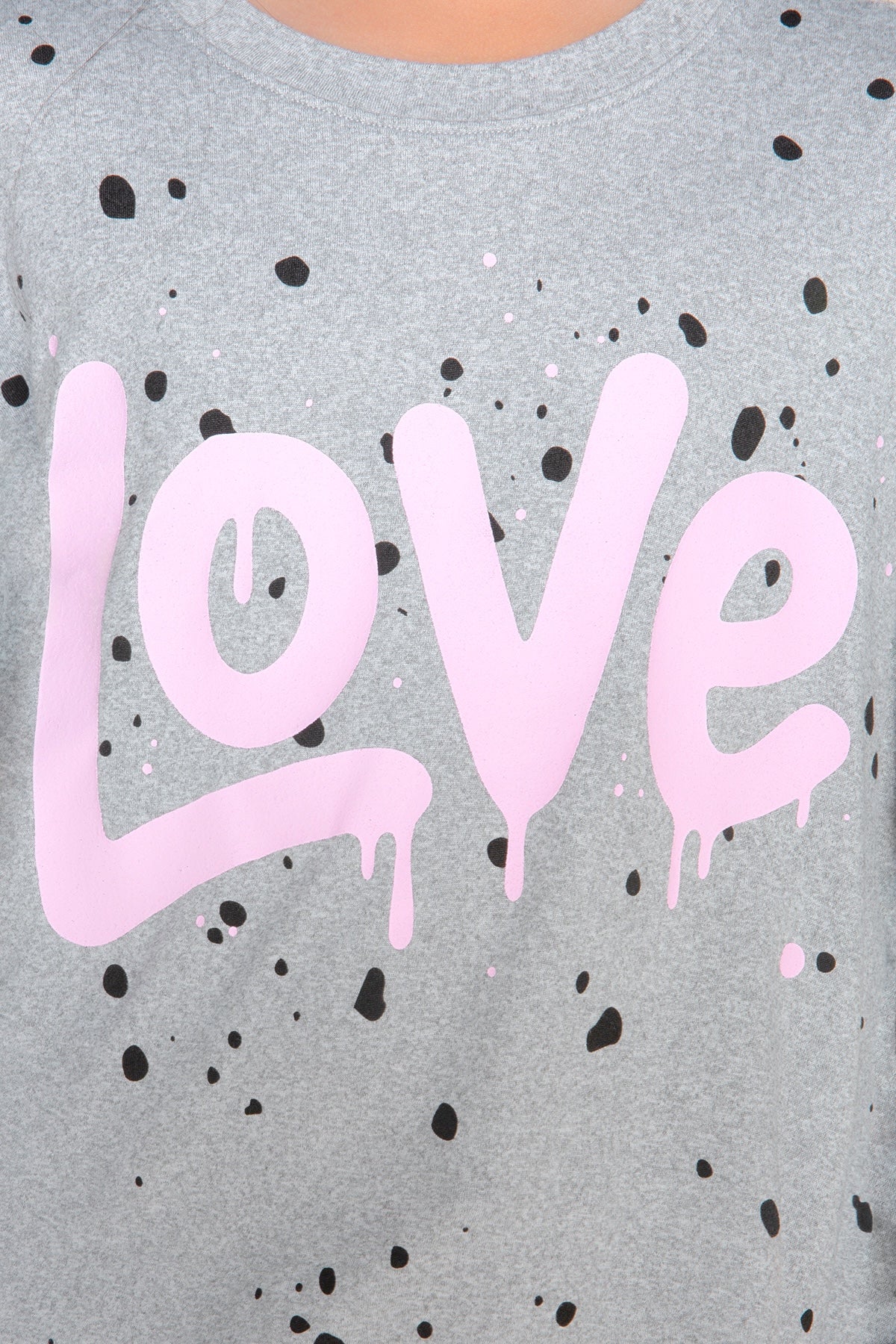 Simply Soft Long Sleeve Easy Tee - Heather Grey Pink Love - NEW!