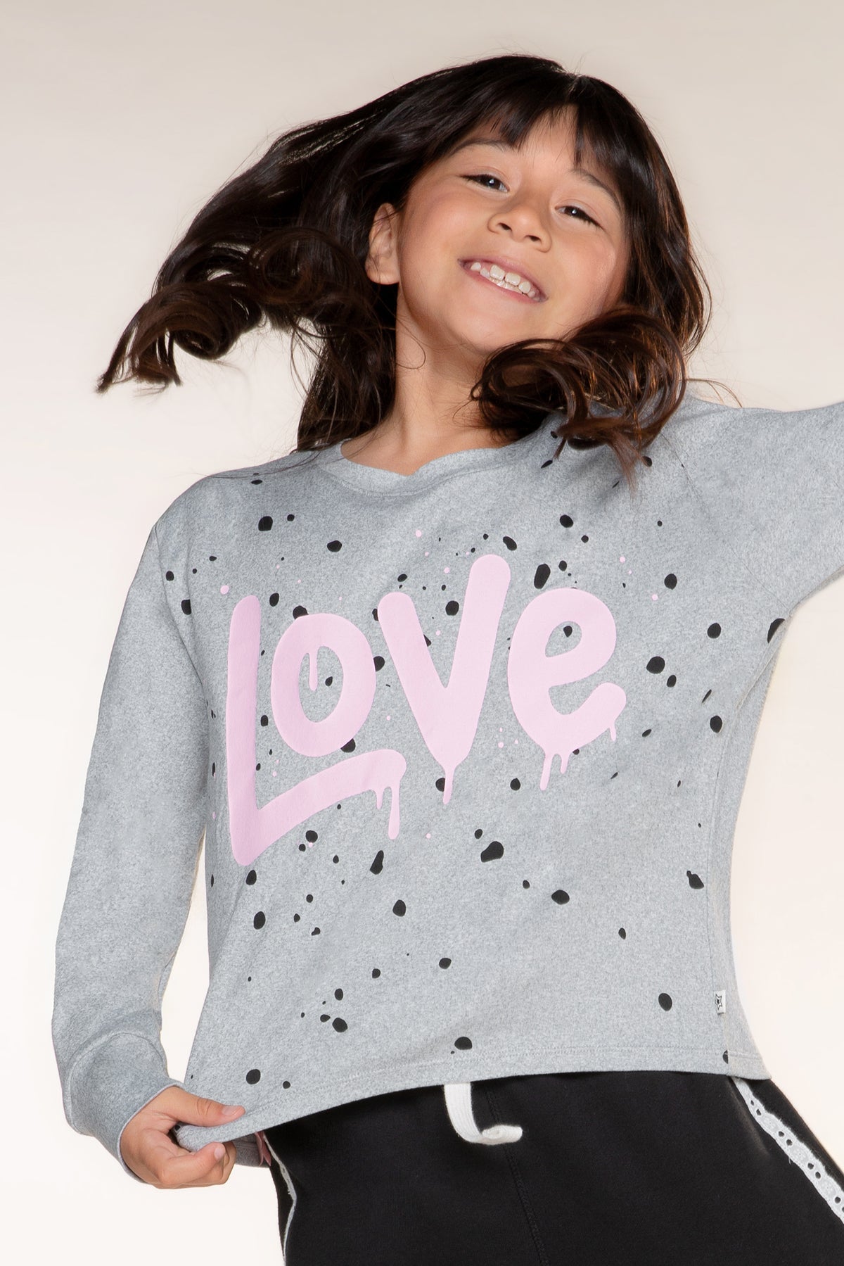 Simply Soft Long Sleeve Easy Tee - Heather Grey Pink Love - NEW!