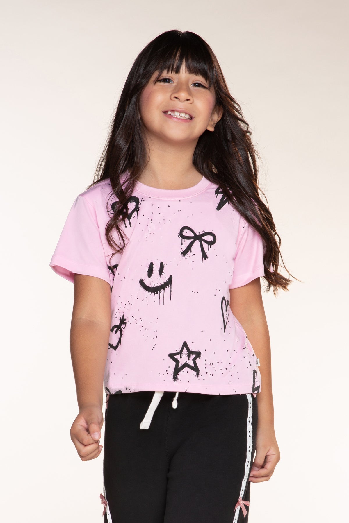 Simply Soft Easy Tee - Pink Black Graffiti Icons - NEW!