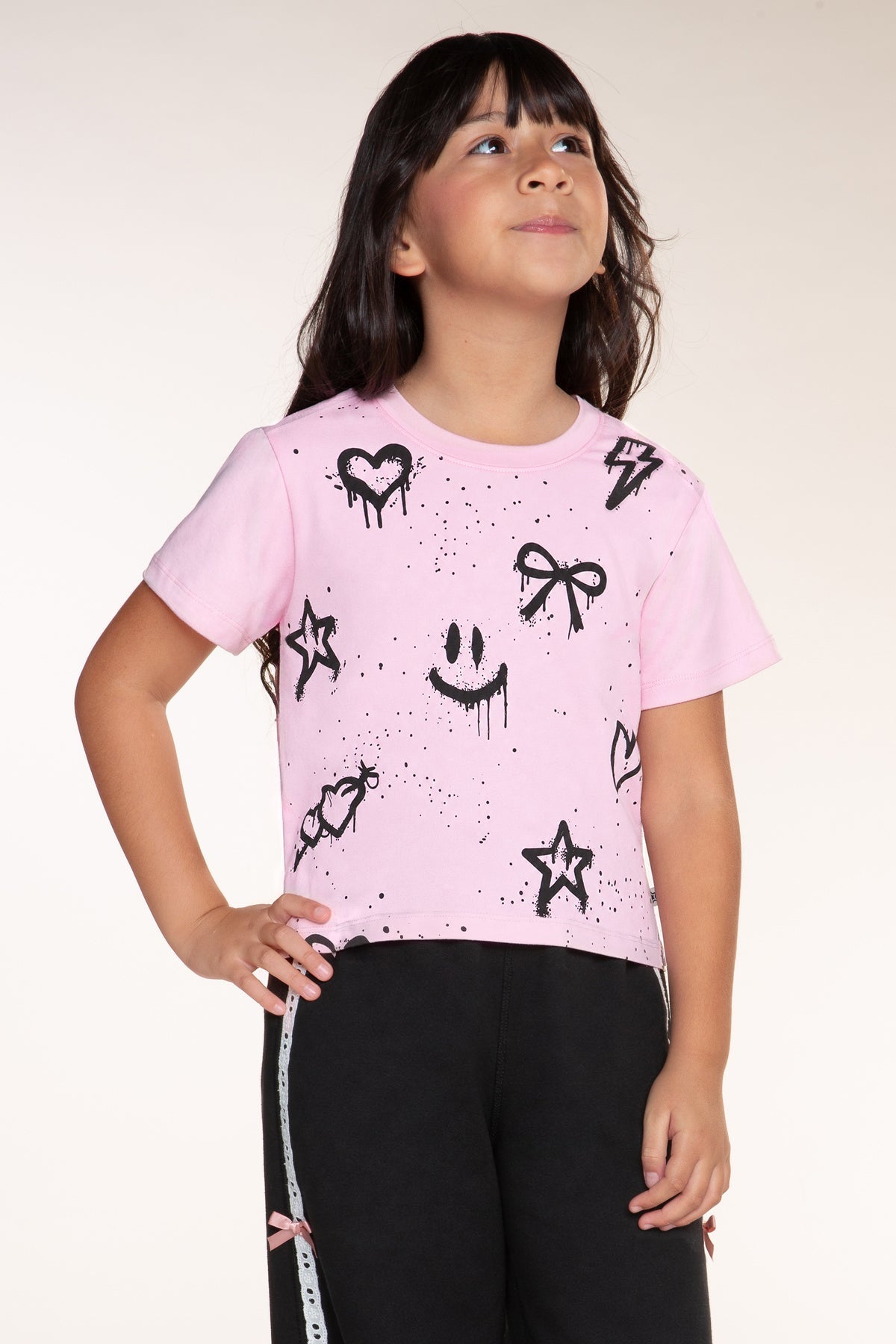 Simply Soft Easy Tee - Pink Black Graffiti Icons - NEW!