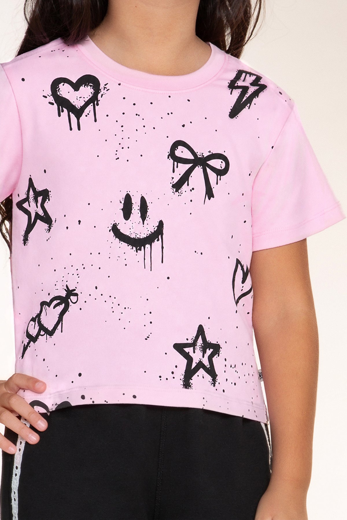 Simply Soft Easy Tee - Pink Black Graffiti Icons - NEW!