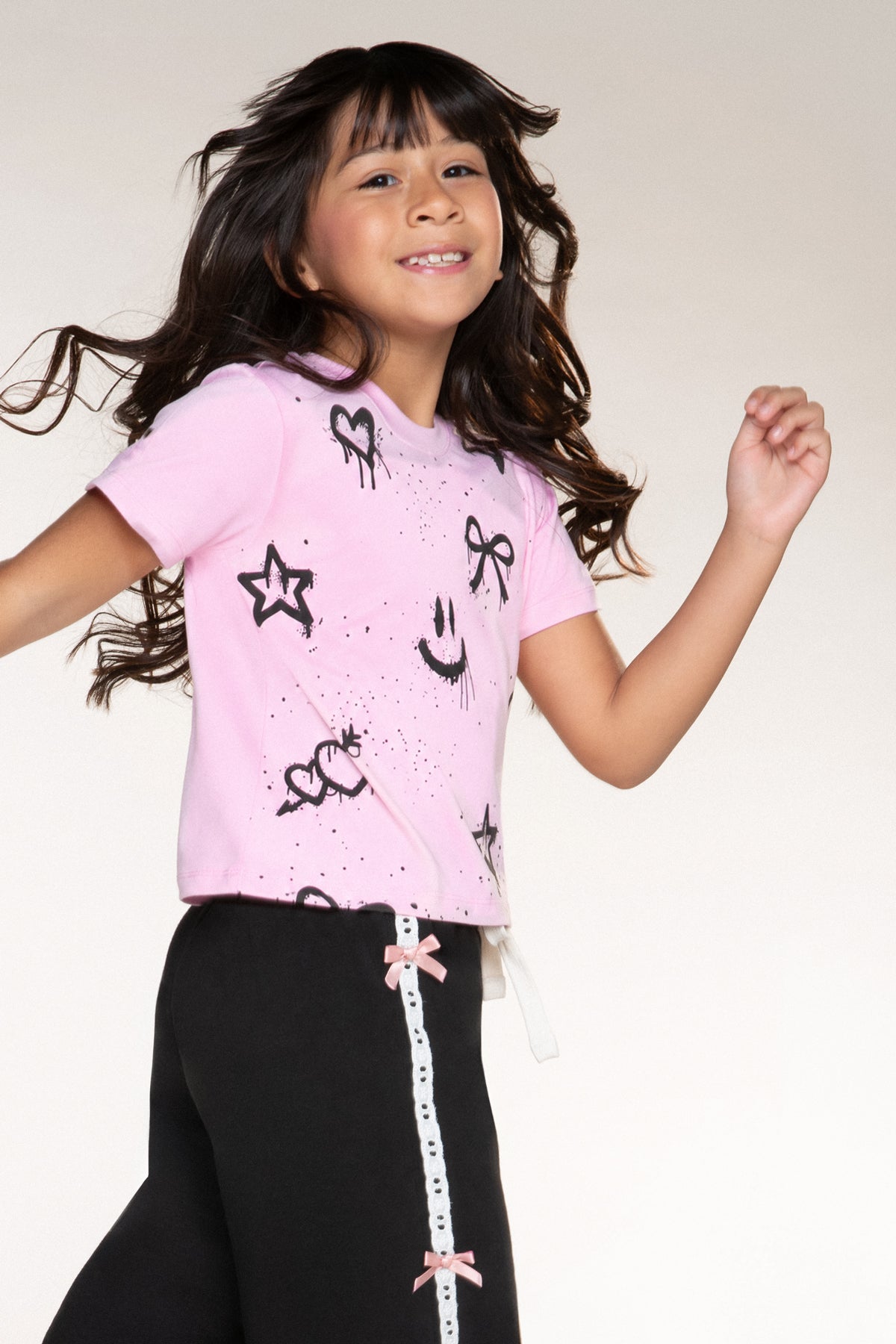 Simply Soft Easy Tee - Pink Black Graffiti Icons - NEW!