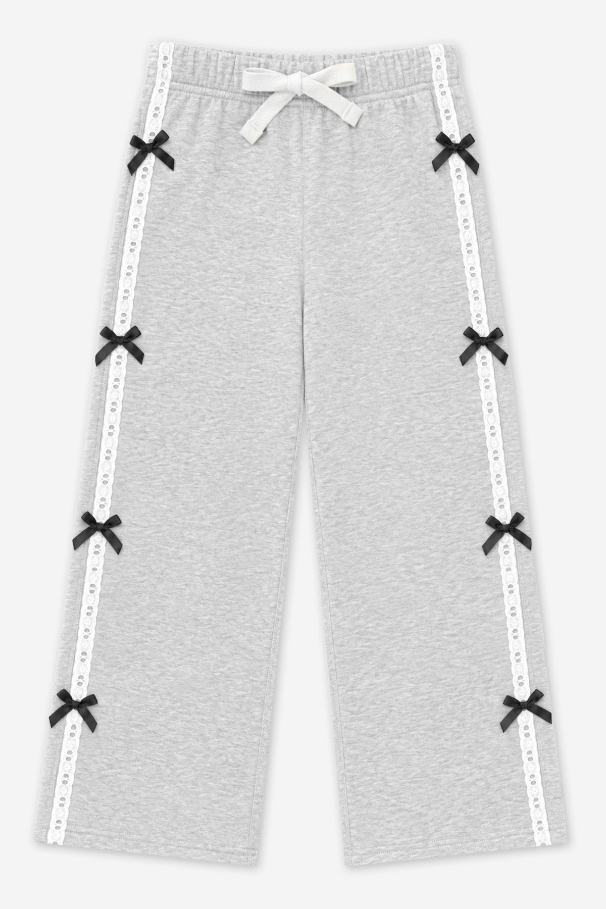 Butter French Terry Wide Leg Pant - Heather Grey Black Bow - NEW!