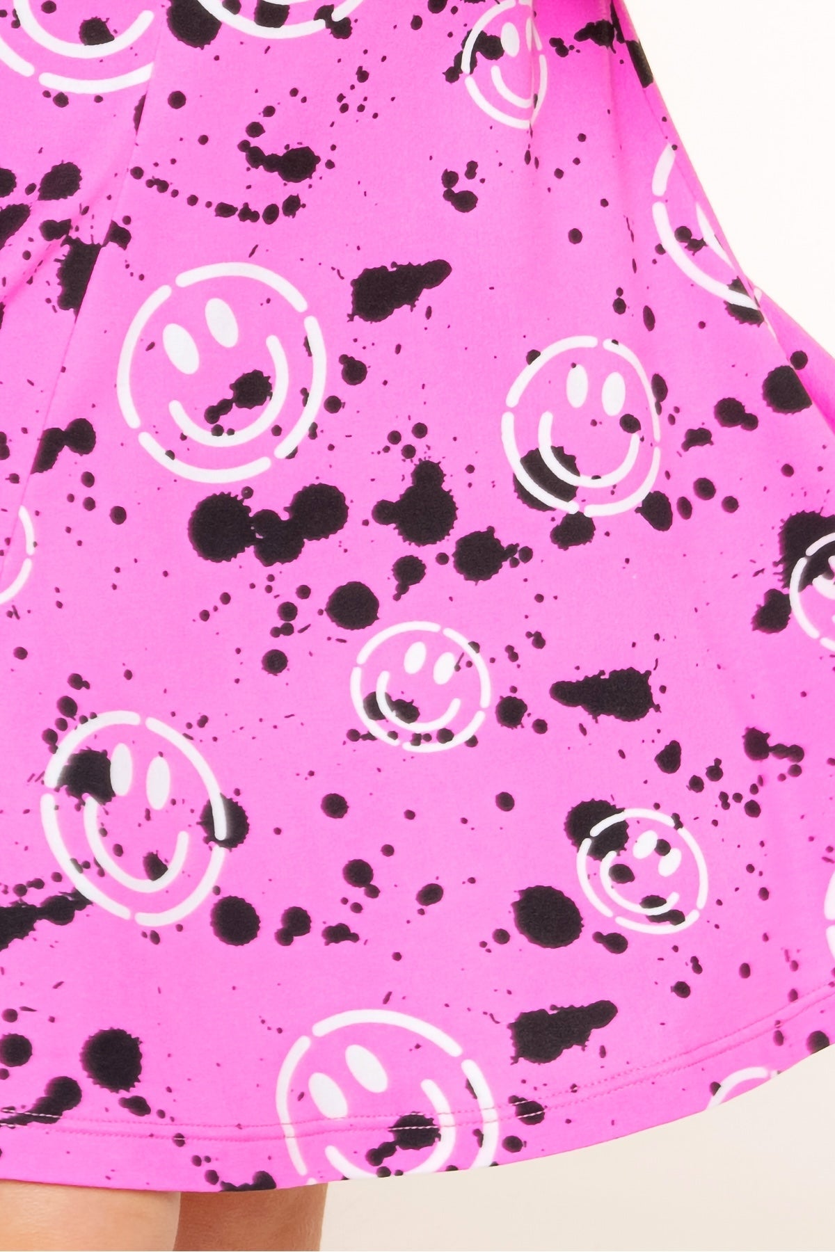 Simply Soft Long Sleeve Twirl Dress - Neon Pink Splatter Smile - NEW!
