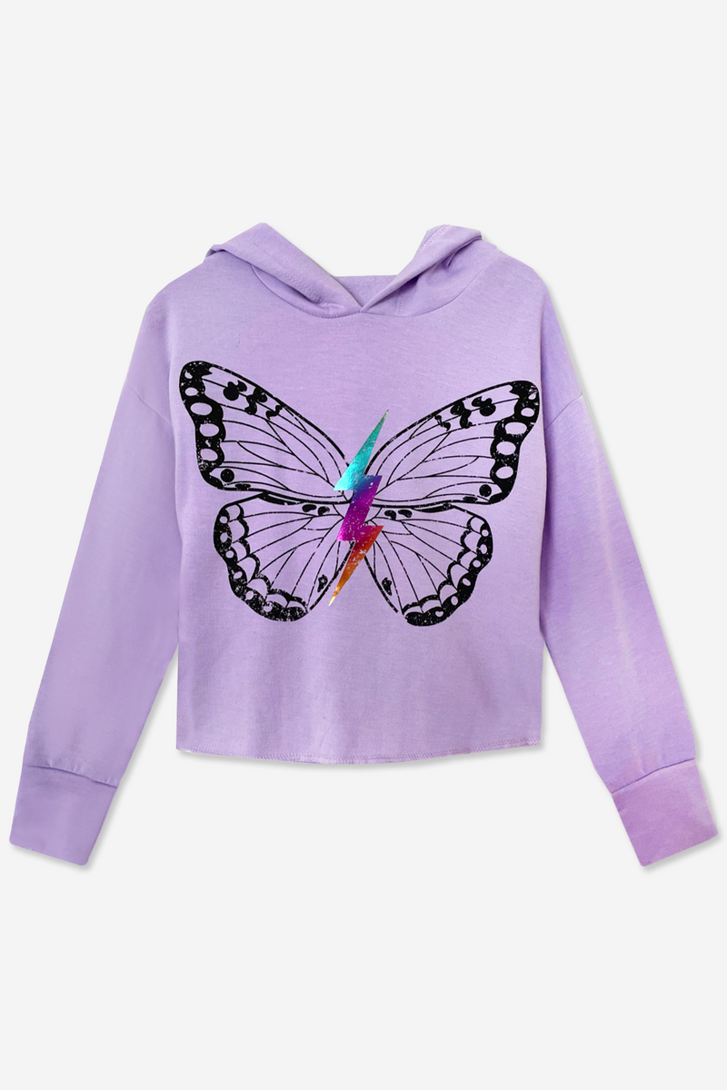 French Terry Skimmer Hoodie - Amethyst Butterfly Bolt