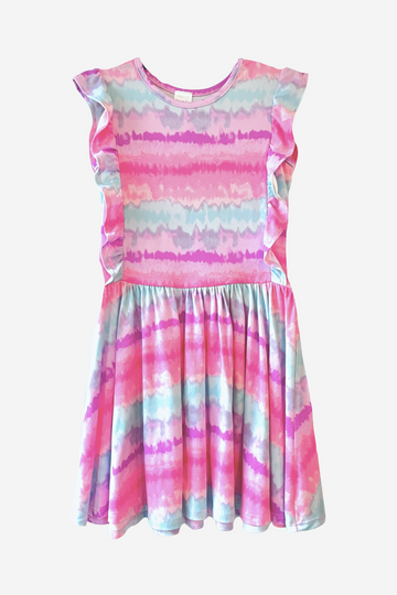 Short Sleeve Ruffle Be Happy Dress - Pinkberry Batik