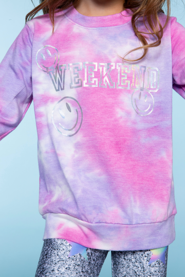 Butter French Terry Crew Sweatshirt - Pink Tie Dye Weekend