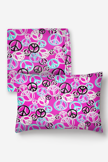 Blanket & Pillowcase Bundle - Fuchsia Mint Peace