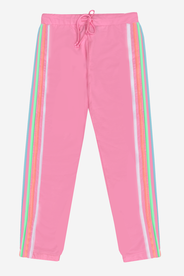 French Terry Cozy Sweatpant - Neon Pink Strapping