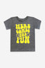 Cotton Short Sleeve Graphic Tee - Charcoal Here Comes The Fun