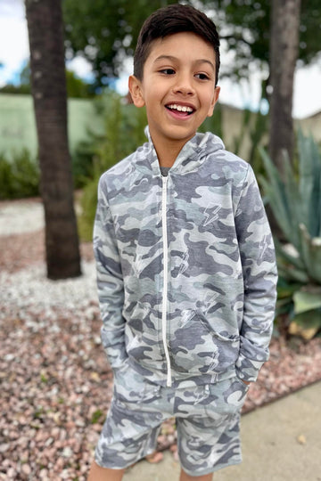 French Terry Zip Hoodie - Olive Camo Bolts PRE-ORDER SHIP DATE 4/24