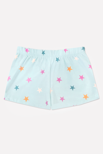 French Terry Dolphin Short - Ice Mint Pink Stars