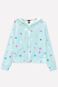 French Terry Easy Zip Hoodie - Ice Mint Pink Stars