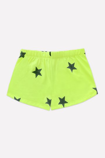 French Terry Dolphin Short - Neon Lemon Lime Stars