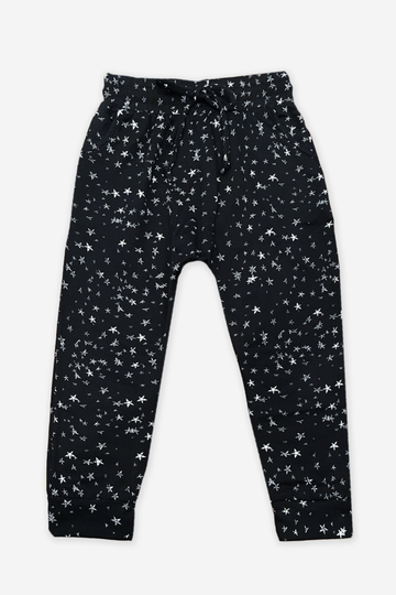 French Terry Harem Pant - Black Sketchy Stars