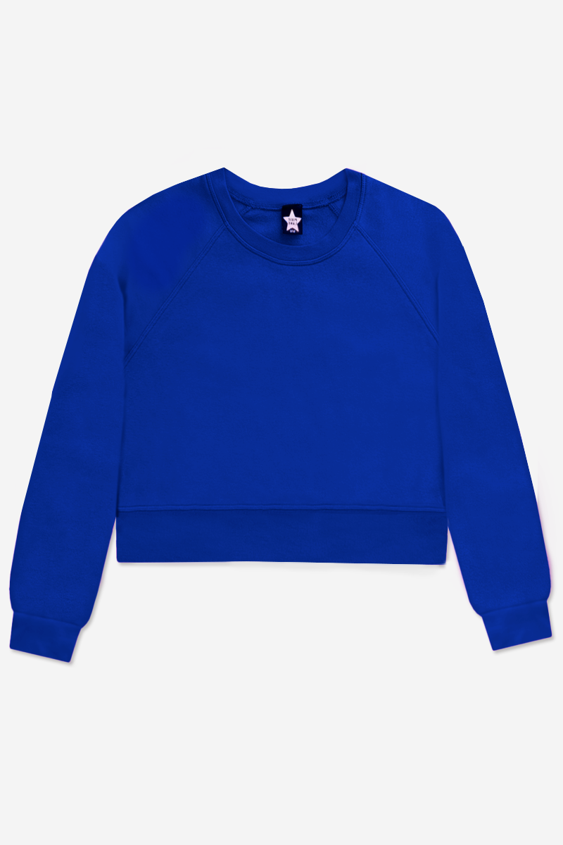 French Terry Luxe Skimmer Crew Sweatshirt Neon Royal Blue PixieLane