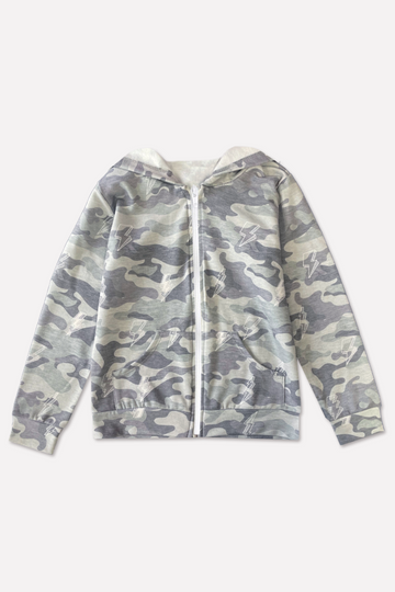 French Terry Zip Hoodie - Olive Camo Bolts PRE-ORDER SHIPPING STARTS 4/24