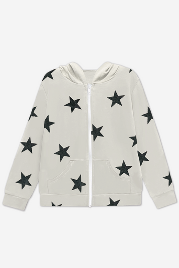 French Terry Zip Hoodie - Taupe Black Stars PRE-ORDER SHIP DATE 4/24
