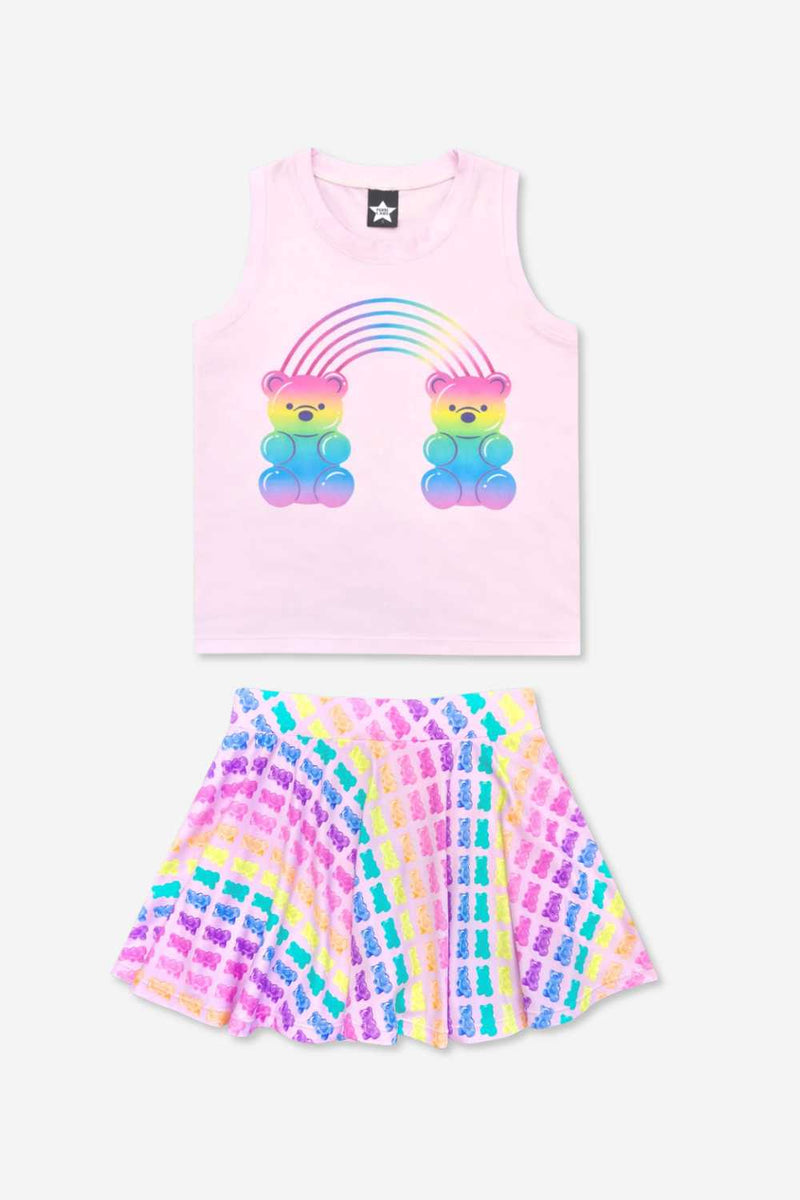 2 Pack Simply Soft Easy Tank & Skort Set - Lt Pink Gummy Bear Rainbow | Pink Rainbow Gummy Bear - NEW!