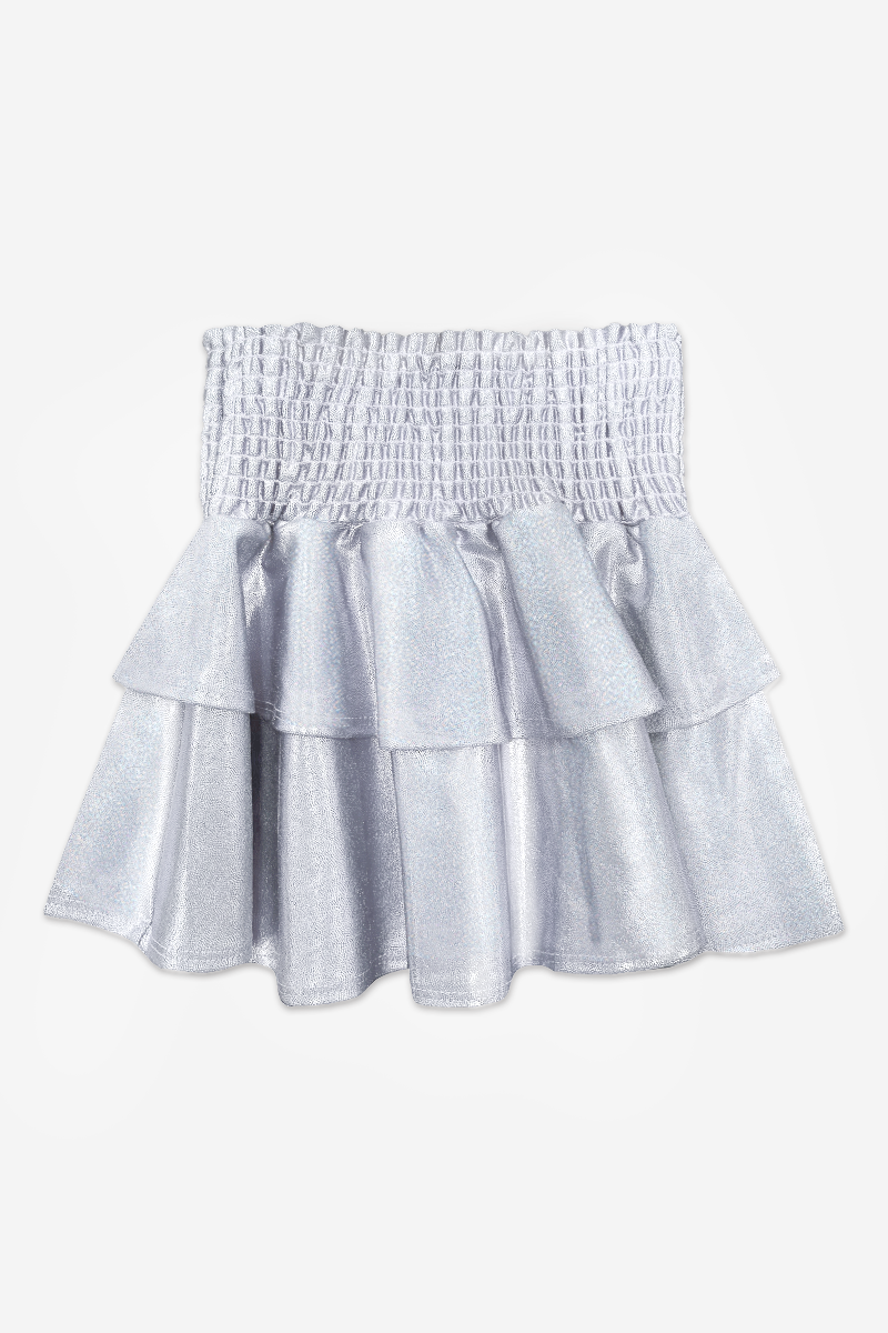 Smocked Skirt - Silver Glitter