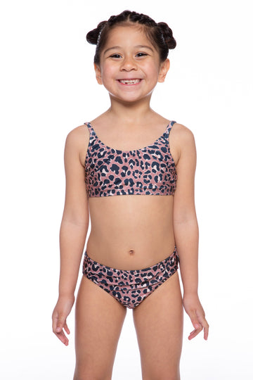 High Shine Plus Two Piece Swimsuit - Taupe Black Leopard