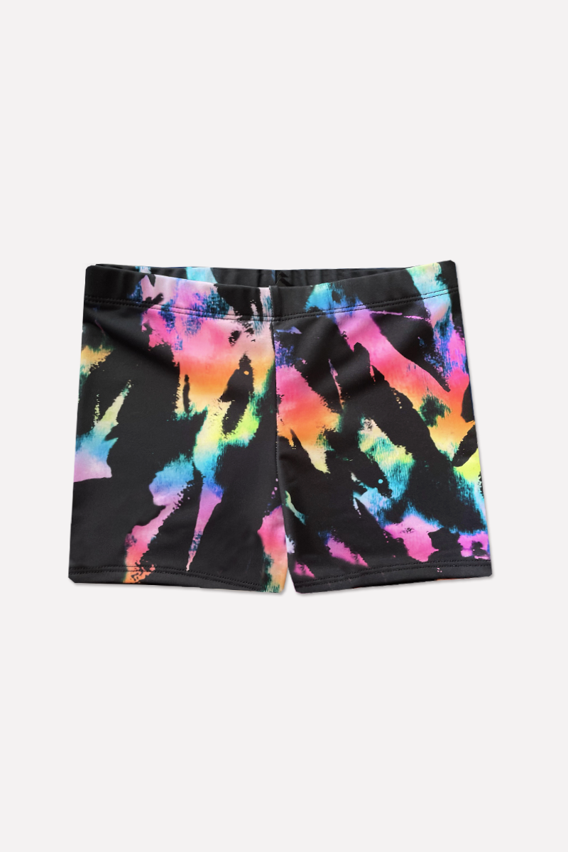 High Shine Tumble Short - Bleached Rainbow Tie Dye