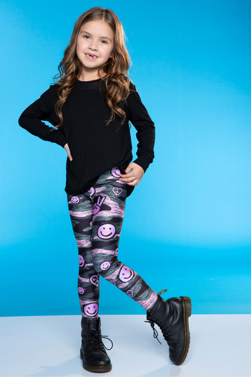 High Shine Long Legging - Camo Pink Peace