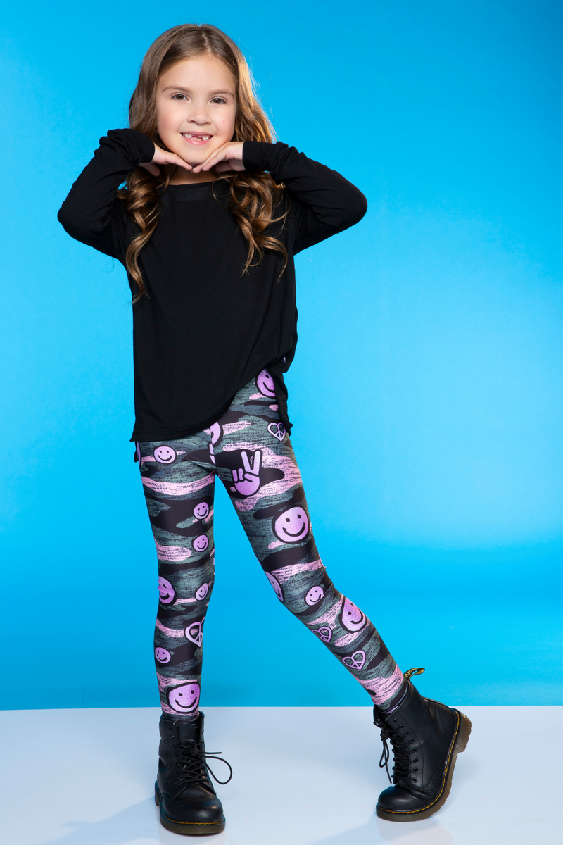 High Shine Long Legging - Camo Pink Peace