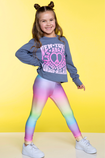 High Shine Long Legging - Rainbow Pastel Ombre